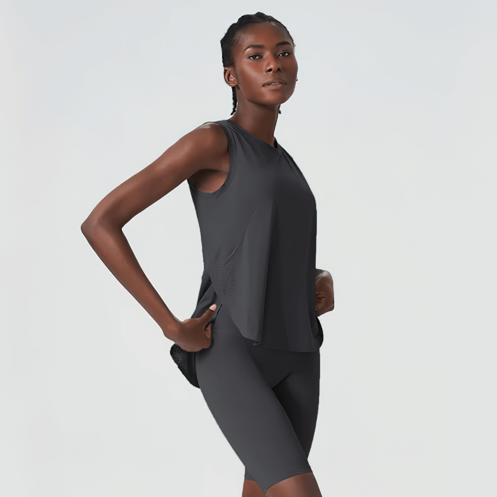 Women's Running Solid Tank Top and Shorts - SF2094 activewear set, perfect for running and yoga, showcasing sleek design and functionality.